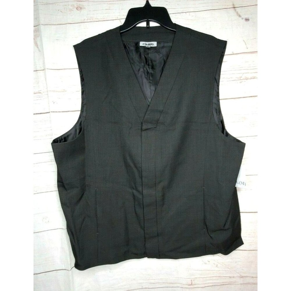 Cintas Men XL Charcoal Gray Men 2 Pocket Polyester Side Slit Suit Or Casual Vest